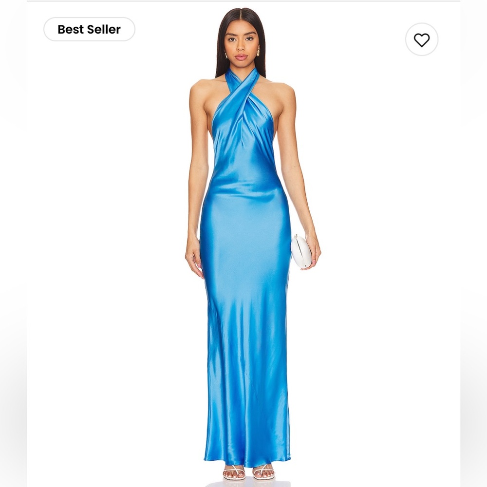 Amanda Uprichard Long High Neck Silk Dress